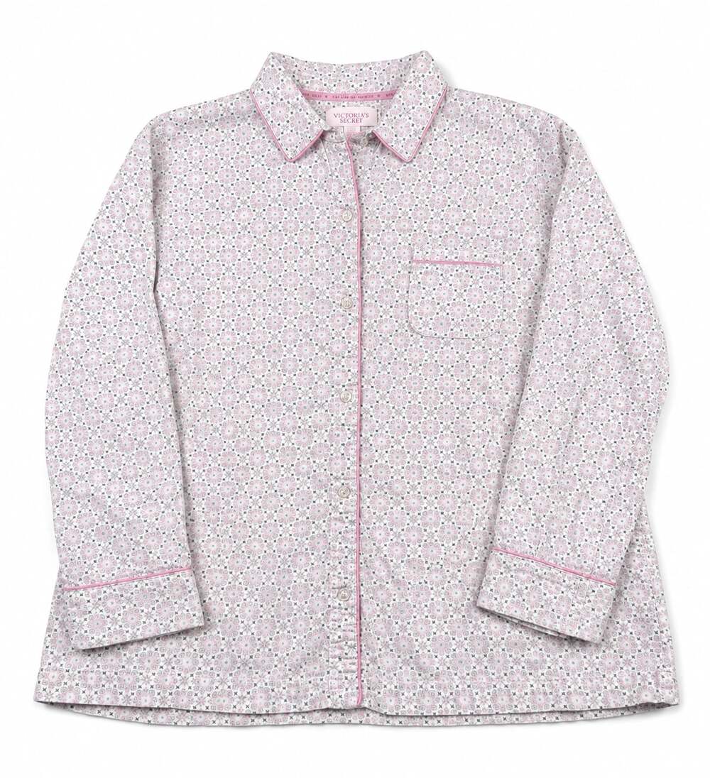 Victoria's Secret Long Sleeve Button Front Pajama Top Sleep Shirt M